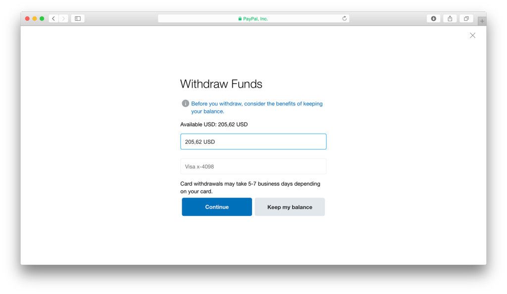 PayPal unos iznosa