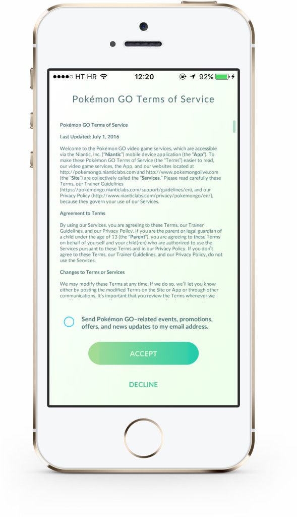 Pokémon GO uvjeti korištenja