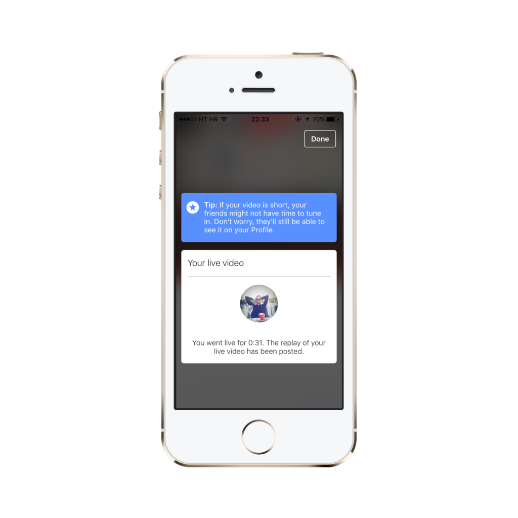 Facebook live potvrda