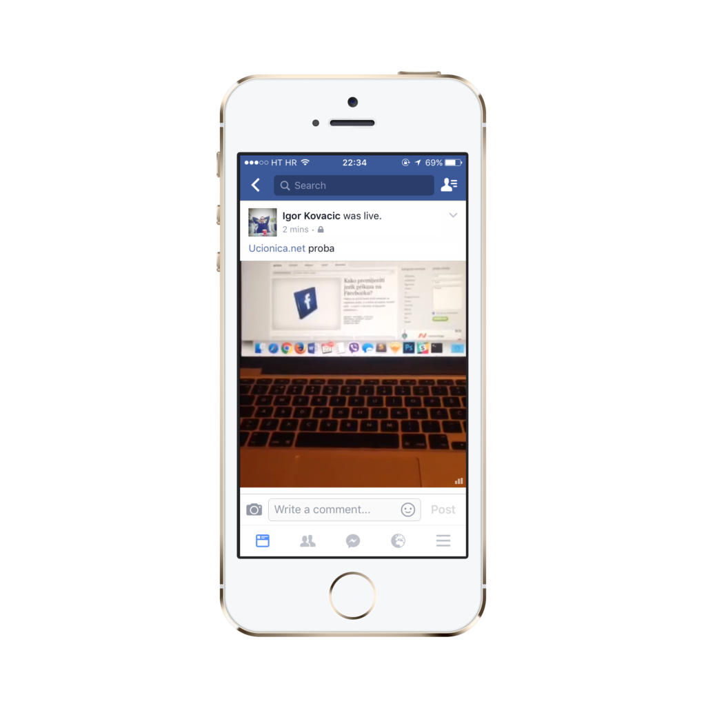 Facebook live objava