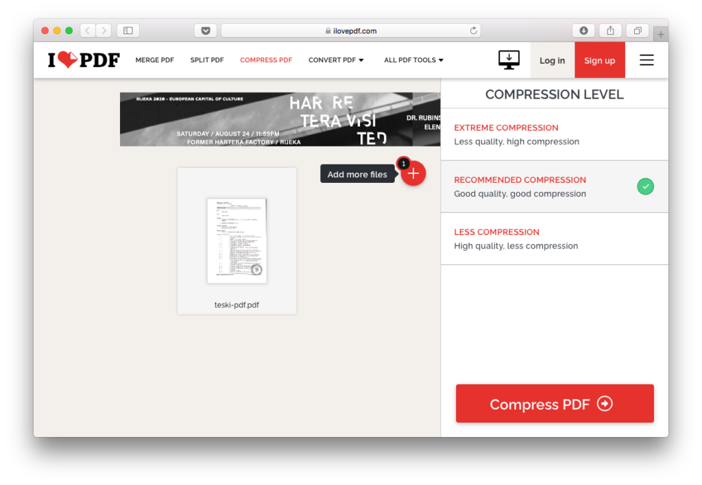 Kako smanjiti PDF - razina kompresije