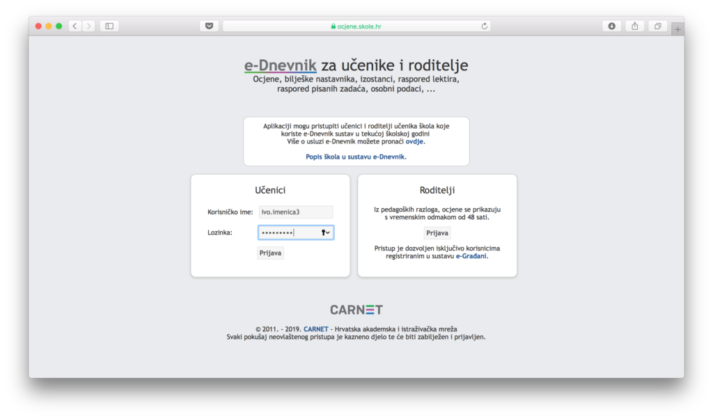 e-Dnevnik prijava